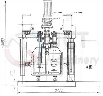 schematic disgram of silicone sealant triple shaft mixer
